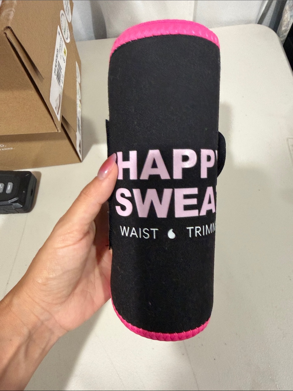 Happy Sweat Waist Trimmer - Black with Pink Trim